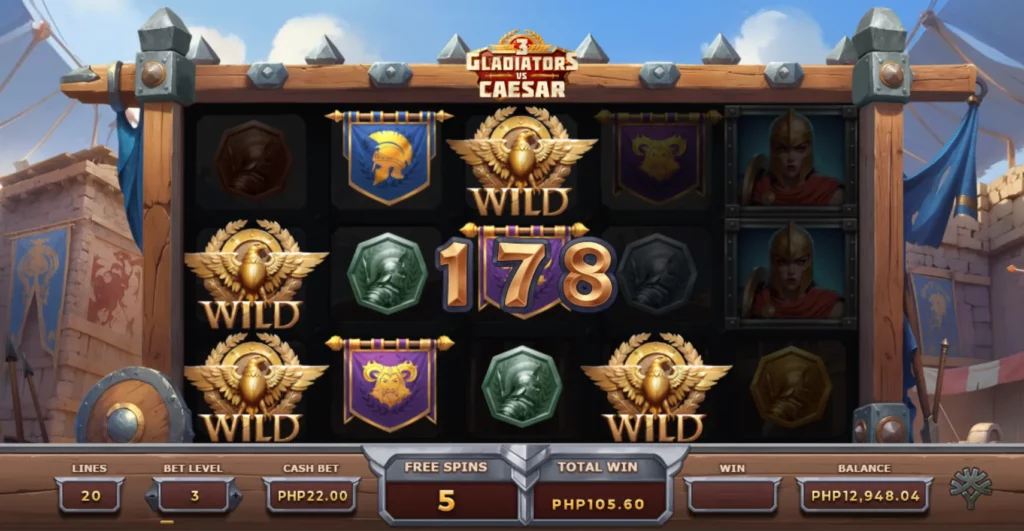 3 Gladiators vs Caesar free spins mode