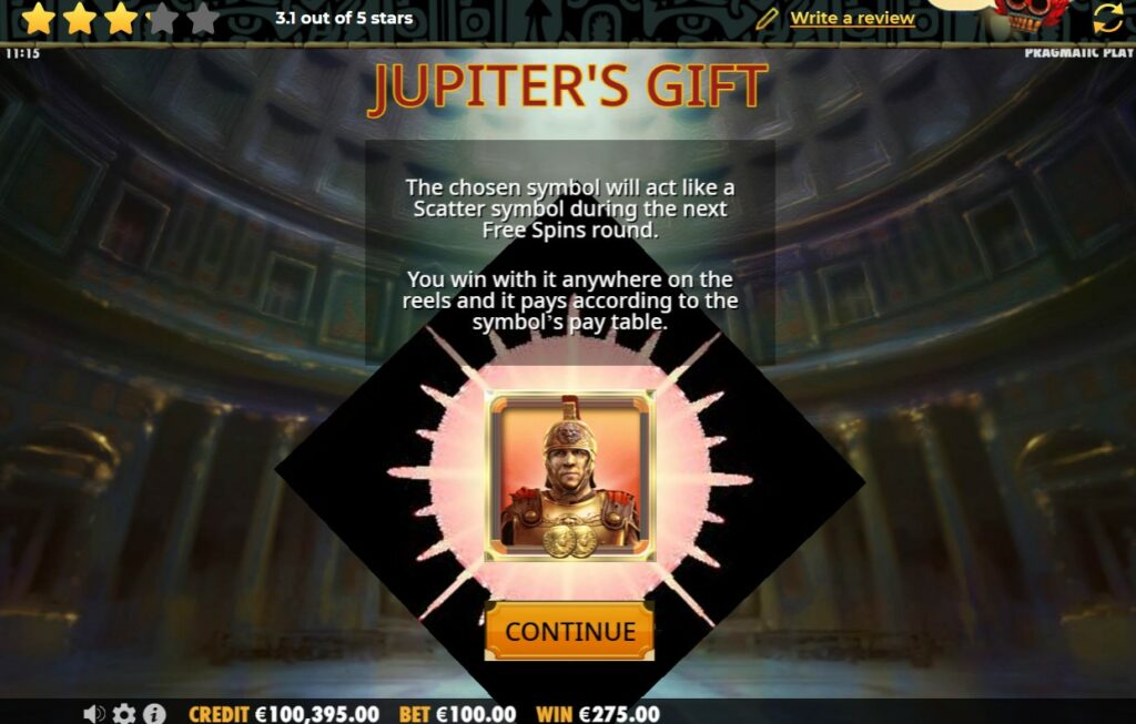 Jupiter's Gift Glorious Rome slot